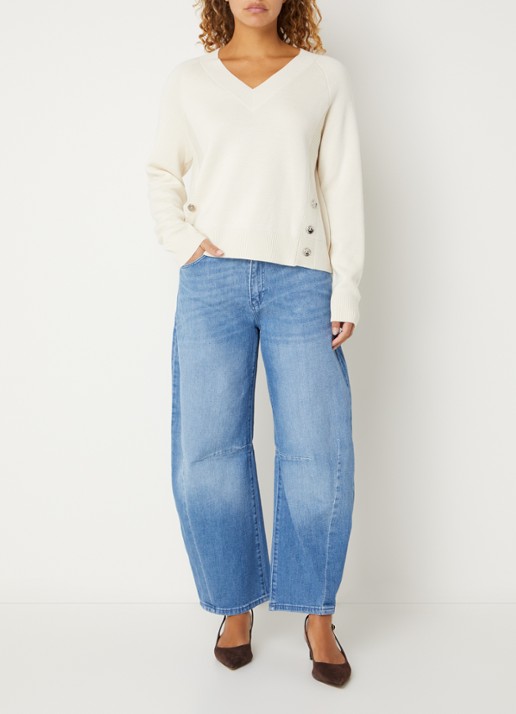 MAC Jeans Dakota high waist balloon fit jeans met steekzakken - voorkant 3 blauw