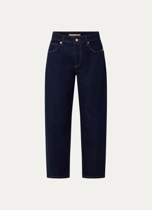 MAC Jeans Danni high waist tapered jeans met donkere wassing - voorkant 2 donkerblauw