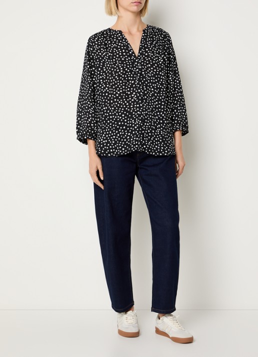 MAC Jeans Danni high waist tapered jeans met donkere wassing - voorkant 3 donkerblauw