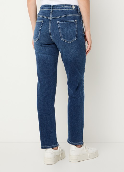 MAC Jeans Dream high waist cropped slim fit jeans met steekzakken - achterkant blauw