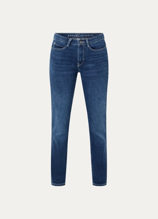 MAC Jeans Dream high waist cropped slim fit jeans met steekzakken - voorkant 2 blauw