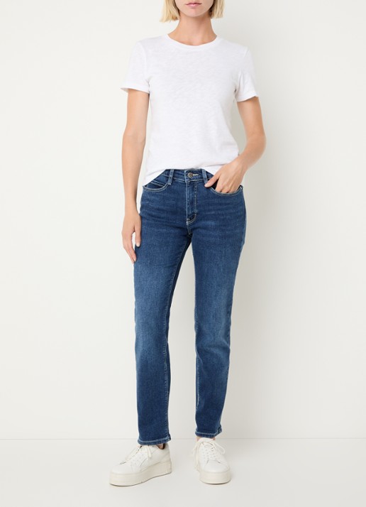 MAC Jeans Dream high waist cropped slim fit jeans met steekzakken - voorkant 3 blauw