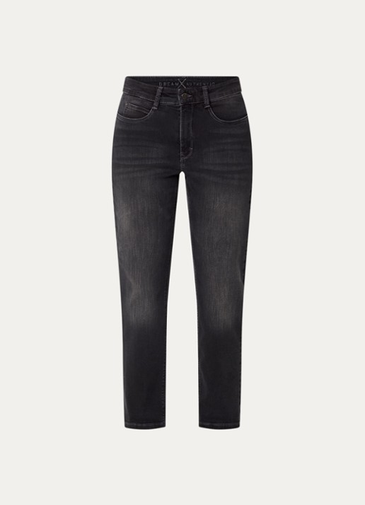 MAC Jeans Dream high waist cropped slim fit jeans met steekzakken - voorkant 2 donkergrijs