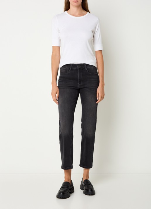 MAC Jeans Dream high waist cropped slim fit jeans met steekzakken - voorkant 3 donkergrijs