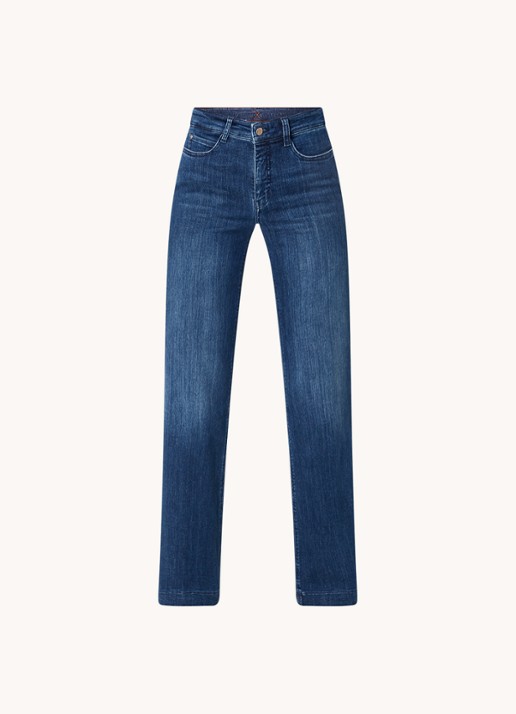 MAC Jeans Dream high waist wide leg jeans met steekzakken - voorkant indigo