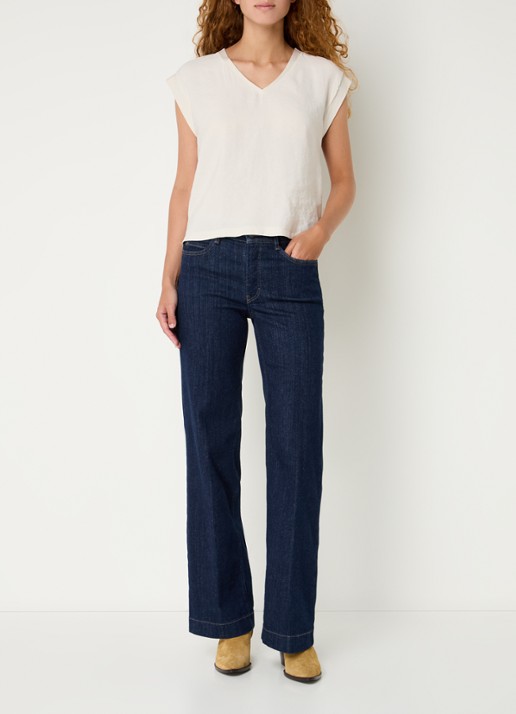 MAC Jeans Dream high waist wide leg jeans met steekzakken - voorkant 5 donkerblauw