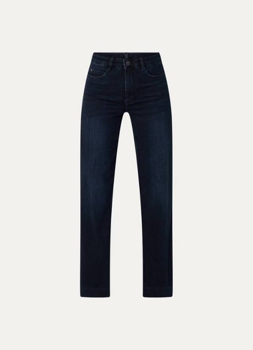 MAC Jeans Dream high waist wide leg jeans met steekzakken - voorkant 4 royalblauw
