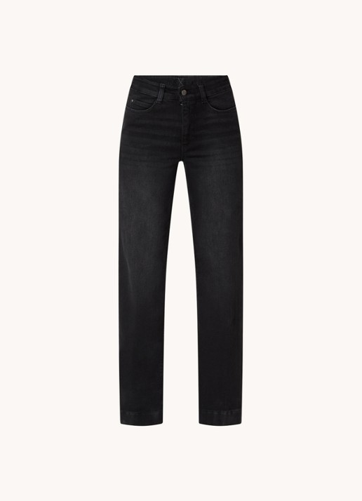 MAC Jeans Dream high waist wide leg jeans met steekzakken - voorkant zwart
