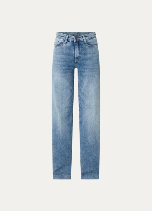 MAC Jeans Dream high waist wide leg jeans met steekzakken - voorkant 4 lichtblauw