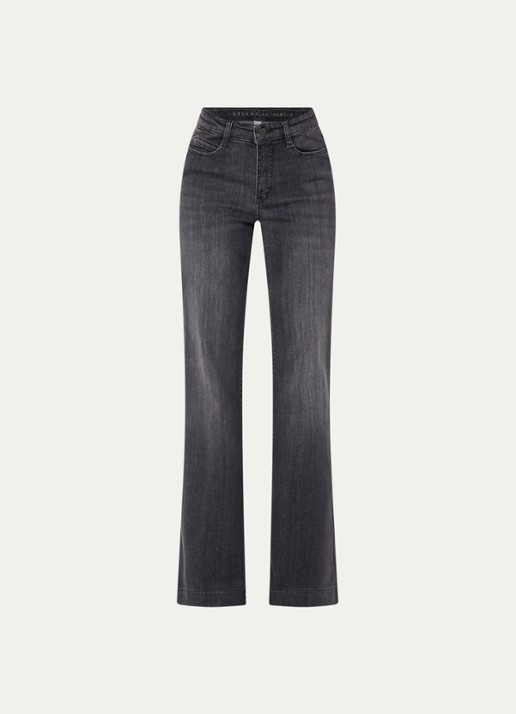 MAC Jeans Dream high waist wide leg jeans met steekzakken - voorkant antraciet