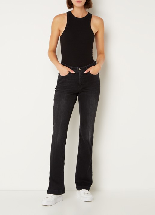 MAC Jeans Dream mid waist flared jeans met stretch - voorkant 3 zwart