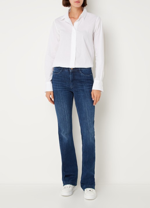 MAC Jeans Dream mid waist flared jeans met stretch - voorkant 5 indigo