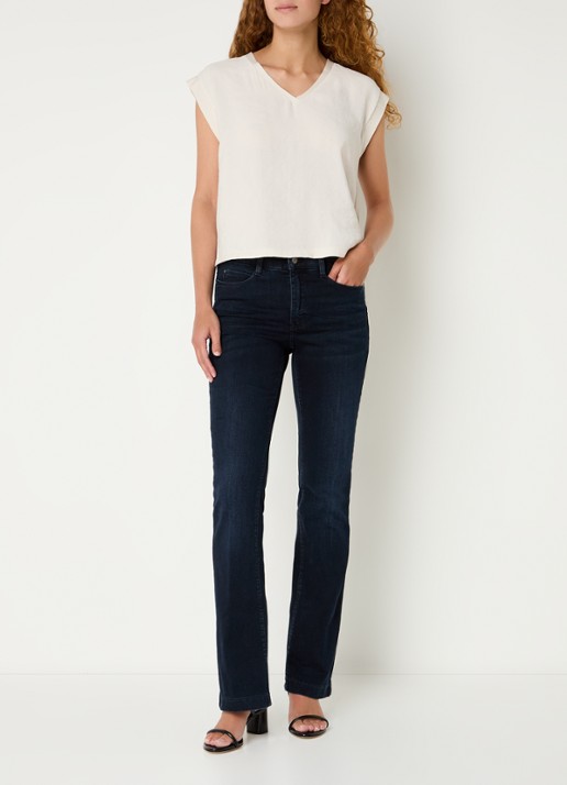 MAC Jeans Dream mid waist flared jeans met stretch - voorkant 2 kobaltblauw