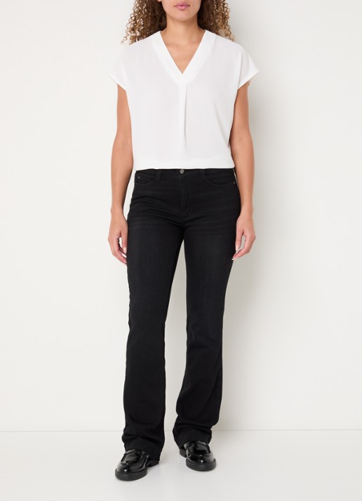 MAC Jeans Dream mid waist flared jeans met stretch - voorkant 2 grijsmele