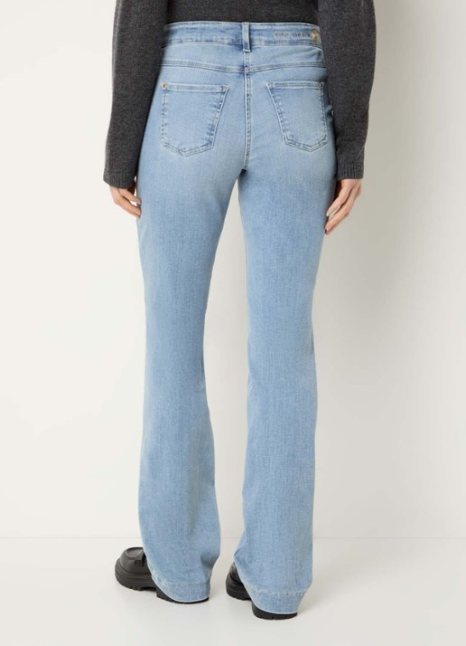 MAC Jeans Dream mid waist flared jeans met stretch - achterkant 5 blauwgrijs