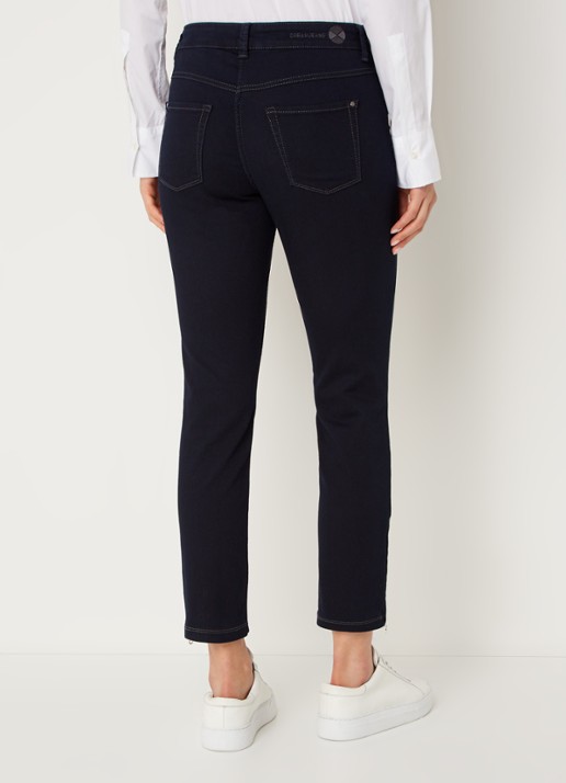 MAC Jeans Dream mid waist slim fit cropped jeans met ritsdetail - achterkant donkerblauw