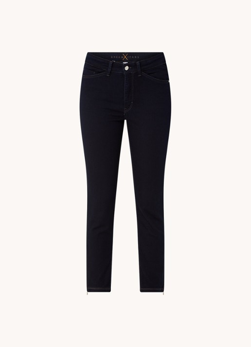 MAC Jeans Dream mid waist slim fit cropped jeans met ritsdetail - voorkant 2 donkerblauw