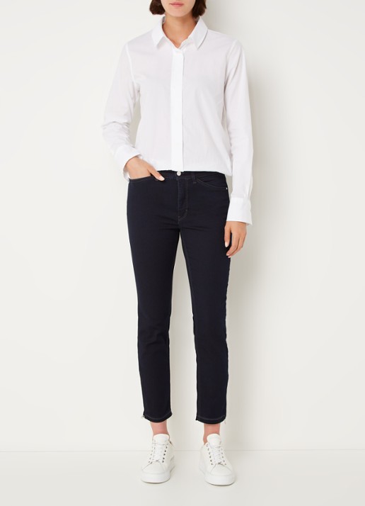 MAC Jeans Dream mid waist slim fit cropped jeans met ritsdetail - voorkant 3 donkerblauw