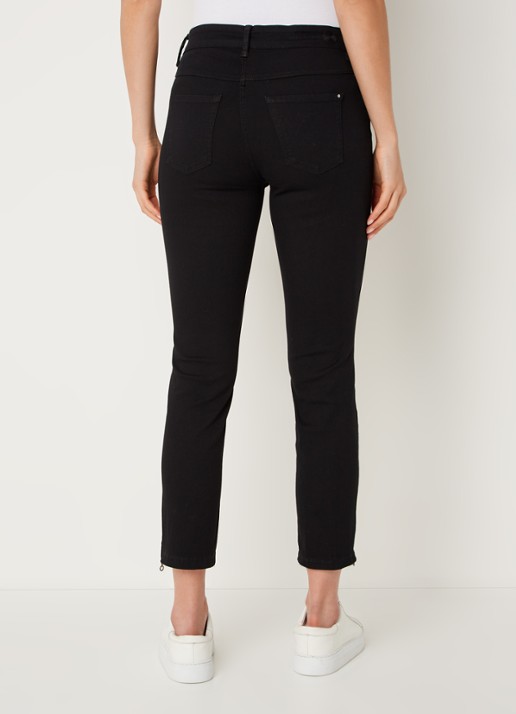 MAC Jeans Dream mid waist slim fit cropped jeans met ritsdetail - achterkant zwart