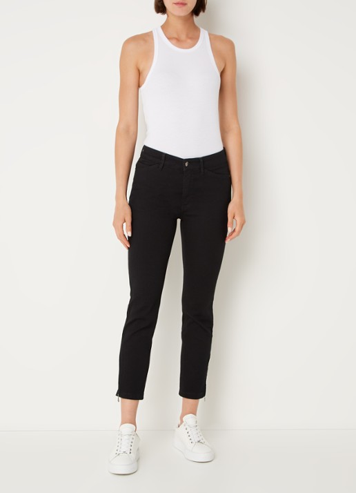 MAC Jeans Dream mid waist slim fit cropped jeans met ritsdetail - voorkant 5 zwart