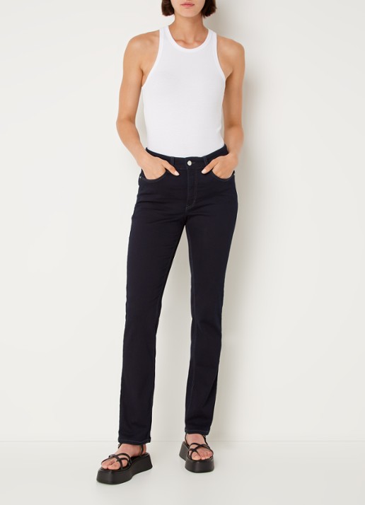MAC Jeans Dream mid waist slim fit jeans met stretch  - voorkant 2 donkerblauw