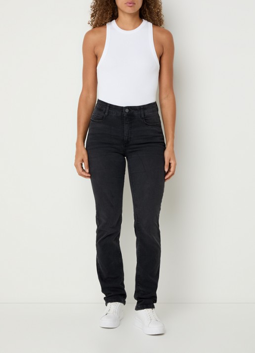 MAC Jeans Dream mid waist slim fit jeans met stretch  - voorkant 2 antraciet