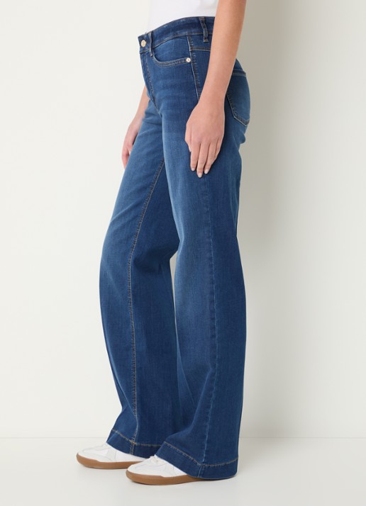 MAC Jeans Dream mid waist wide fit jeans met steekzakken - detail 4 indigo