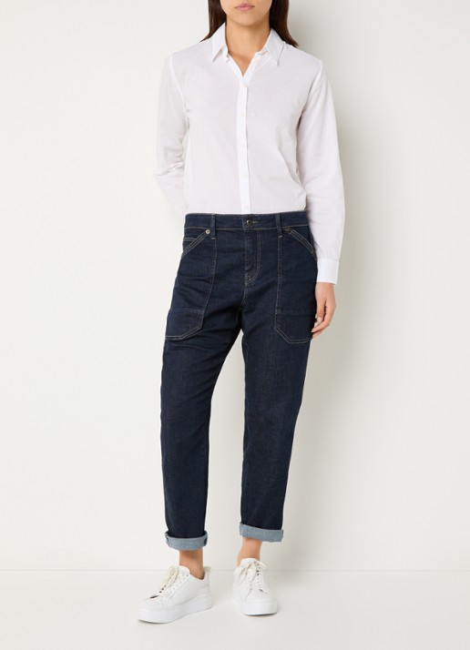 MAC Jeans Iowa high waist wide leg jeans met donkere wassing - voorkant 2 indigo