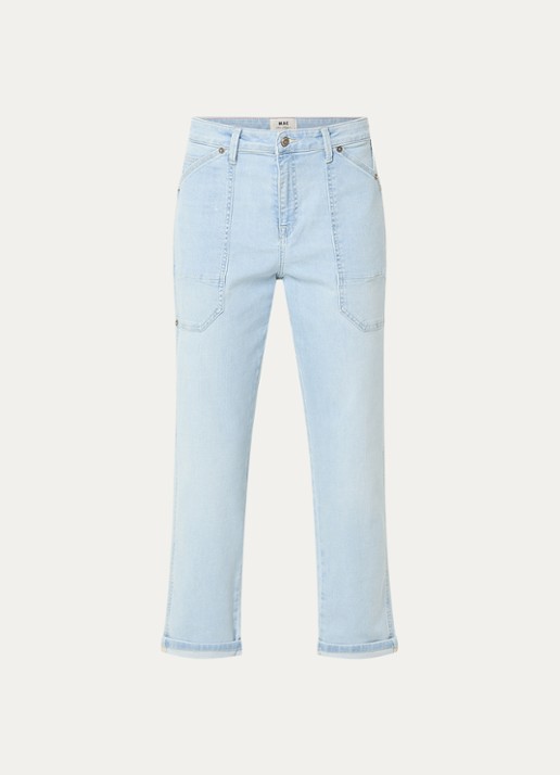 MAC Jeans Iowa high waist wide leg jeans met donkere wassing - voorkant lichtblauw