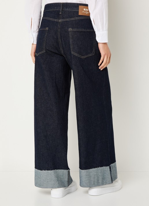 MAC Jeans Nevada high waist wide leg jeans met donkere wassing - achterkant indigo