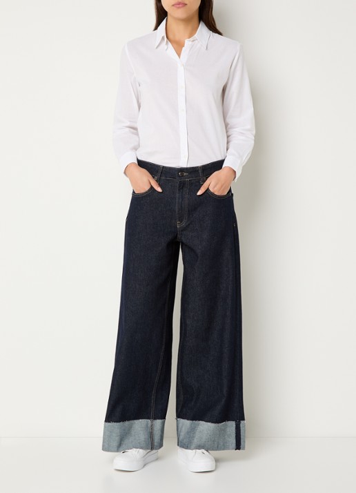 MAC Jeans Nevada high waist wide leg jeans met donkere wassing - voorkant 5 indigo