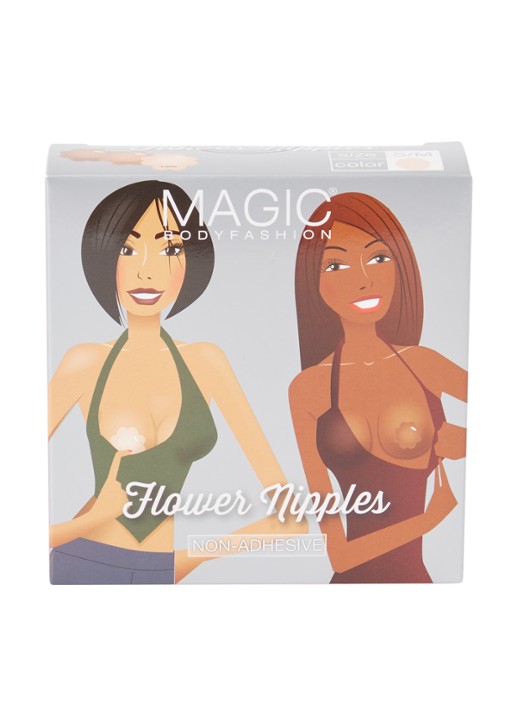 MAGIC Bodyfashion Flower Nipples tepelplakkers - voorkant donkerbeige