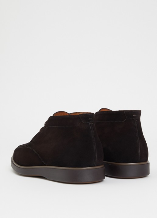 Magnanni Casual veterschoen van suède - achterkant donkerbruin