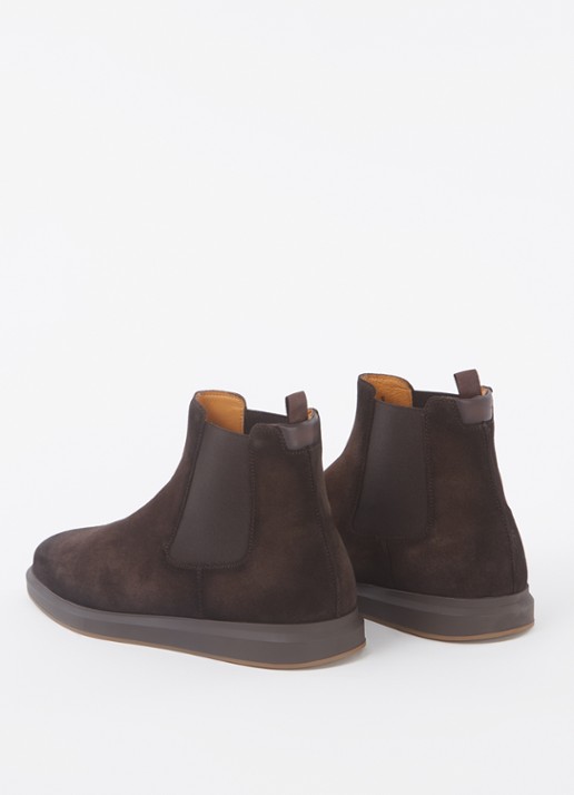 Magnanni Chelsea boot van suède - achterkant donkerbruin