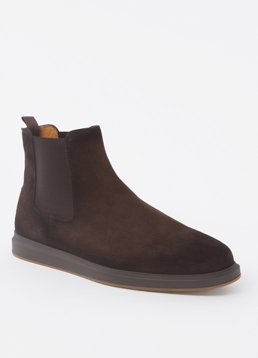 Magnanni Chelsea boot van suède - voorkant 2 donkerbruin