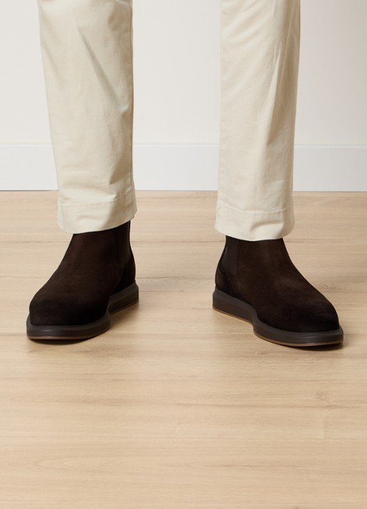 Magnanni Chelsea boot van suède - voorkant 3 donkerbruin