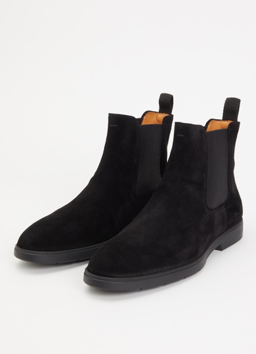 Magnanni Chelsea boot van suède - detail zwart