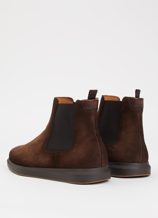 Magnanni Chelseaboot van suède - achterkant donkerbruin
