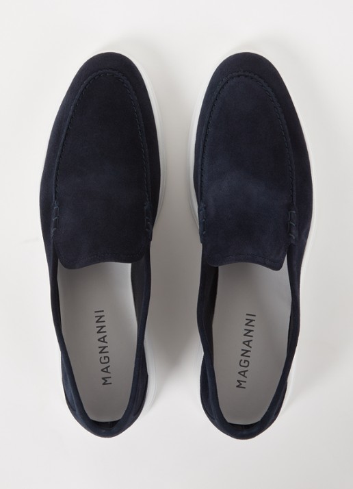 Magnanni Loafer van suède  - detail 5 donkerblauw