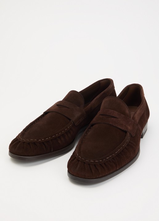 Magnanni Loafer van suède - detail 2 chocoladebruin