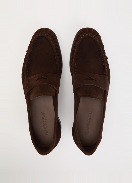 Magnanni Loafer van suède - detail 3 chocoladebruin