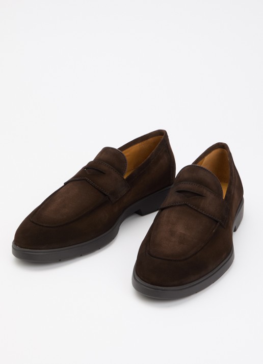 Magnanni Loafer van suède - detail donkerbruin