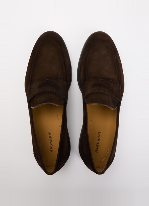 Magnanni Loafer van suède - detail 2 donkerbruin