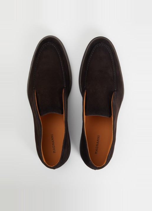 Magnanni Loafer van suède - detail 4 donkerbruin
