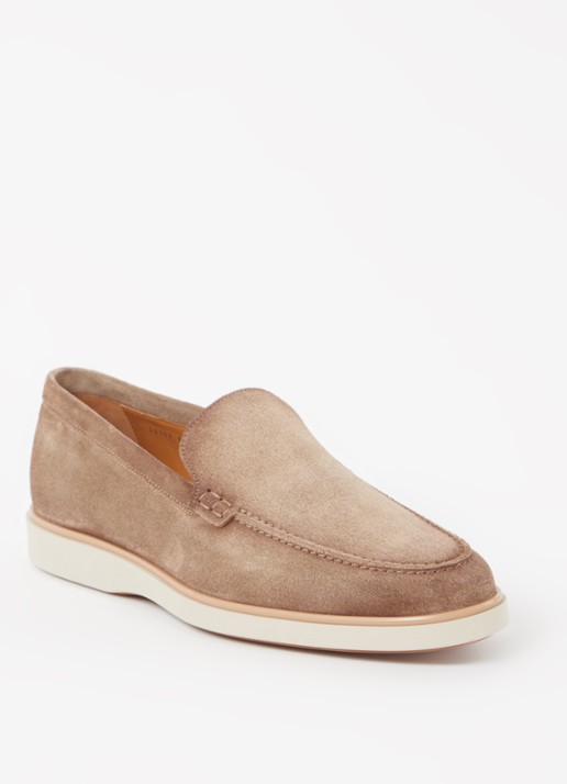 Magnanni Loafer van suède - voorkant donkerbeige