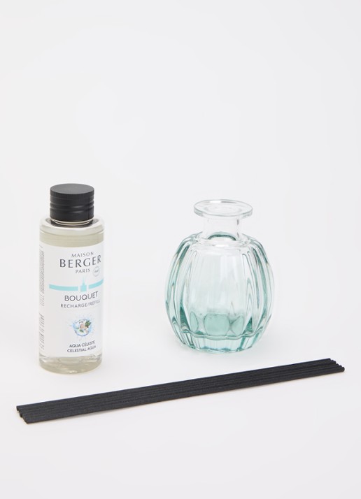 Maison Berger Celestial Aqua geurstokjes met navulling 100 ml  - voorkant 3 blauw