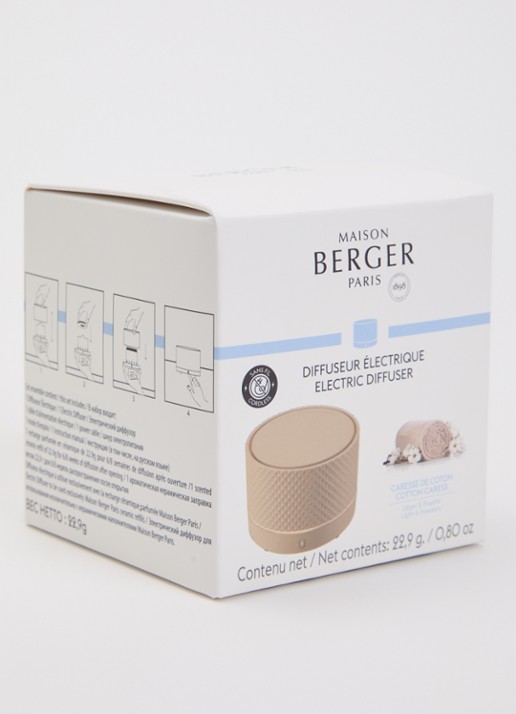 Maison Berger Nomad elektrische parfumdiffuser met Cotton Caress navulling - voorkant 2 donkerbeige