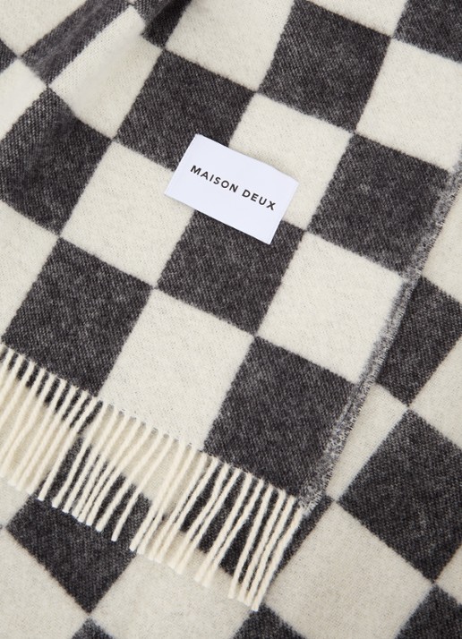 Maison Deux Checkerboard plaid van wol 130 x 200 cm - detail 3 zwart