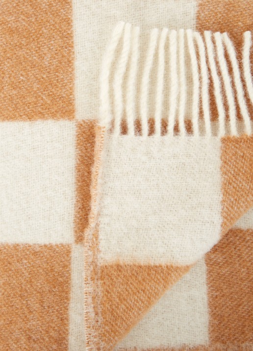 Maison Deux Checkerboard plaid van wol 130 x 200 cm - detail bruin