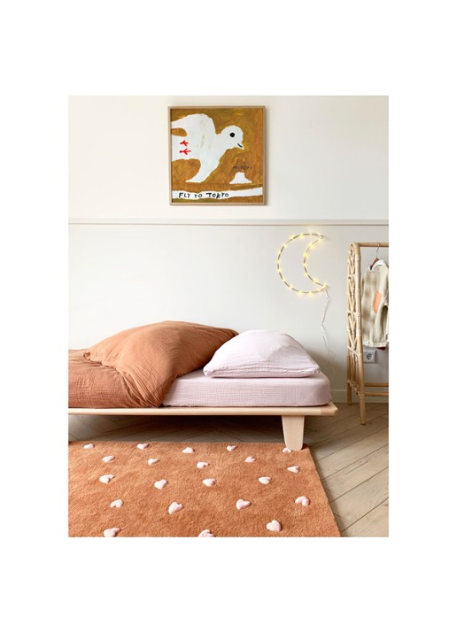 Maison Deux Hearts vloerkleed M 80 x 120 cm - detail 2 oranjebruin
